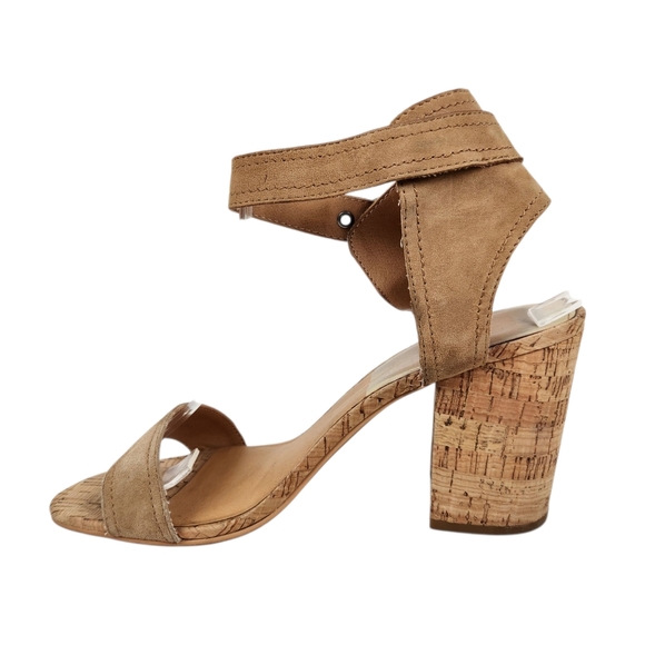 Dolce Vita Beige Tan Suede Leather Open Toe Chunky Heel Sandals Womens Size 10 - Picture 5 of 12